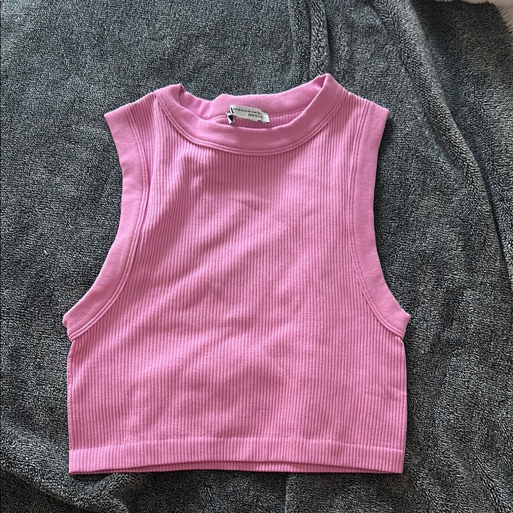 Zara Pink Ribbed Sleeveless Top